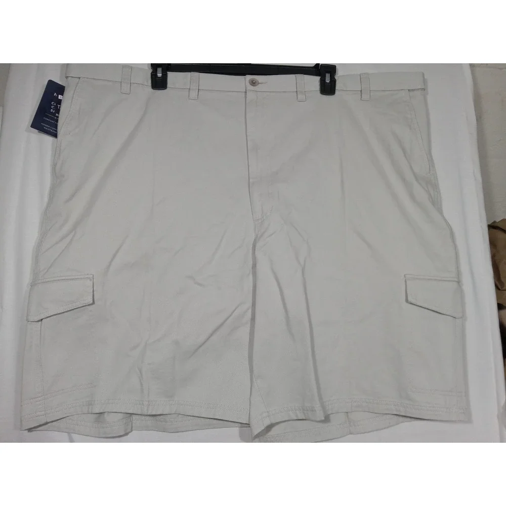 Haggar NWT Men's Expandable Waistband Comfort Cargo Shorts in Stone Size‎ 52W